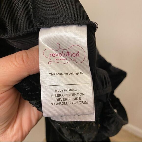 Revolution Dance Costume Black sequin velvet unitard Bad Blood RC17011 Child LC - Picture 10 of 12
